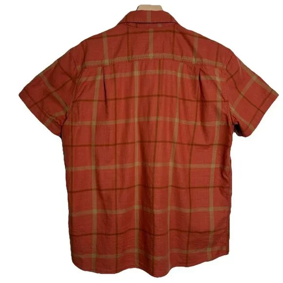 Carhartt Large Relaxed Rugged Flex Button Up Shirt Mens Orange Plaid Workwear - Picture 3 of 14
